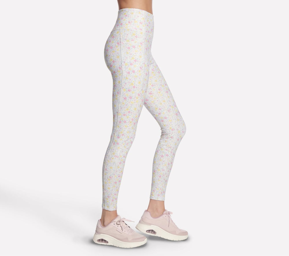 Skechers For sale | Women GO WALK Rib Floral Full Length High-Waisted Legging