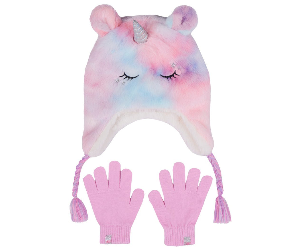 Skechers US | Kids|Clothing Cold Weather Plush Tie-Dye Unicorn Hat Set