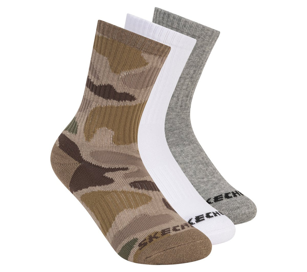 Skechers For sale | Clothing 3 Pack Boys' Crew Camo Socks